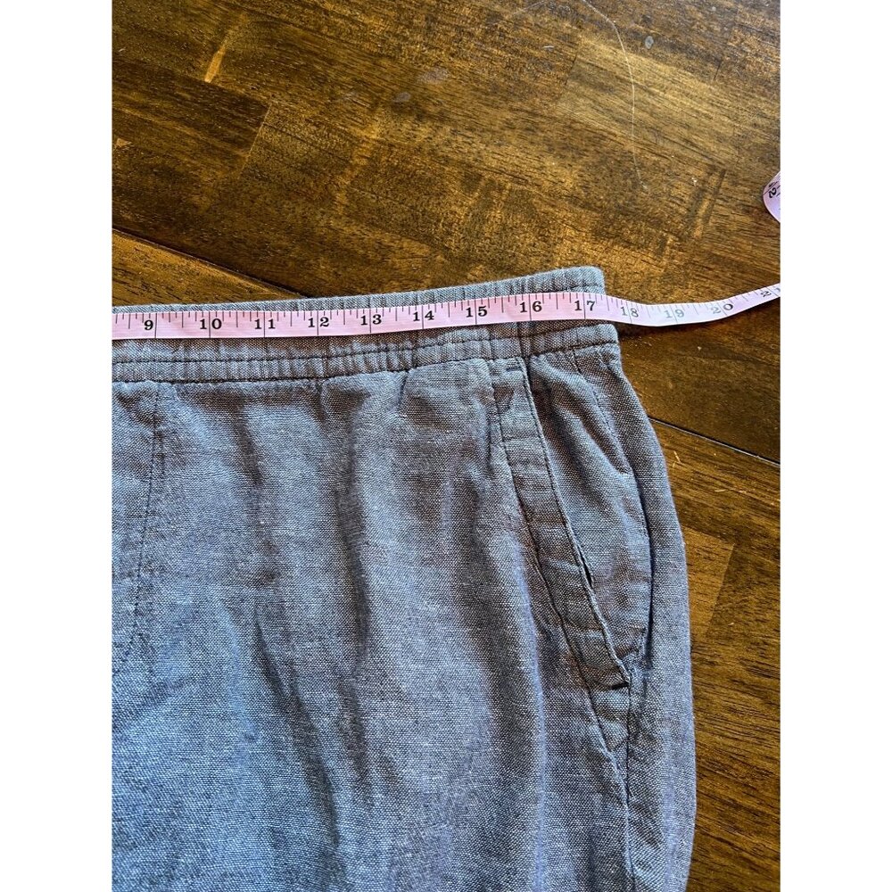Old Navy Wide Leg Pants Blue Gray Casual Pull On Linen Pants Elastic Large - Picture 7 of 9